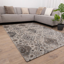 Load image into Gallery viewer, Beige met Grijs Tapijt Bloemen Design Laagpolig Vloerkleed Koho Impressive