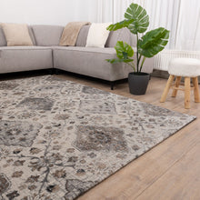 Load image into Gallery viewer, Beige met Grijs Tapijt Bloemen Design Laagpolig Vloerkleed Koho Impressive