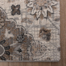 Load image into Gallery viewer, Beige met Grijs Tapijt Bloemen Design Laagpolig Vloerkleed Koho Impressive