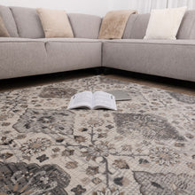 Load image into Gallery viewer, Beige met Grijs Tapijt Bloemen Design Laagpolig Vloerkleed Koho Impressive