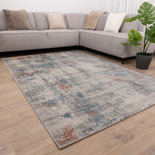 Load image into Gallery viewer, Blauw met Zalm Roze Tapijt Abstract Design Laagpolig Vloerkleed Koho Impressive