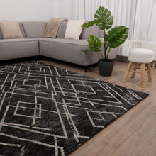 Load image into Gallery viewer, Zwart Tapijt Lijnen Design Laagpolig Vloerkleed Koho Impressive