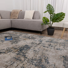 Load image into Gallery viewer, Beige met Blauw en Goud Tapijt Laagpolig Vloerkleed Koho Abstract Reality
