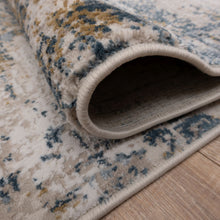 Load image into Gallery viewer, Beige met Blauw en Goud Tapijt Laagpolig Vloerkleed Koho Abstract Reality