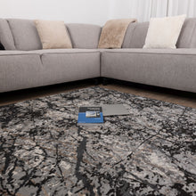 Load image into Gallery viewer, Zwart met Beige Tapijt Marmer Design Laagpolig Vloerkleed Koho Impressive