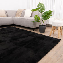 Load image into Gallery viewer, Zwart Tapijt Wasbaar Laagpolig Vloerkleed met Anti Slip Koho Soft Comfort Wasbaar op 30°