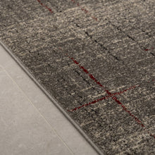 Load image into Gallery viewer, Donkergrijs met Rood Tapijt Laagpolig Vloerkleed Koho Belgian Design