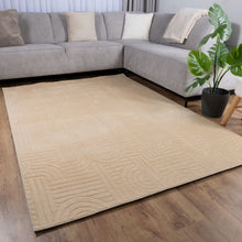 Load image into Gallery viewer, Beige Tapijt Wasbaar Laagpolig Vloerkleed met Anti Slip Koho Japandi Stijl Wasbaar op 30° - Koho Carpets
