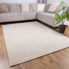 Load image into Gallery viewer, Crème Tapijt Wasbaar Laagpolig Vloerkleed met Anti Slip Koho Modula Wasbaar op 30° - Koho Carpets
