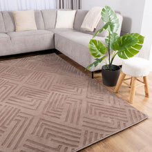 Load image into Gallery viewer, Taupe Tapijt Wasbaar Laagpolig Vloerkleed met Anti Slip Koho Japandi Stijl Wasbaar op 30° - Koho Carpets
