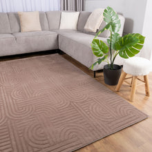 Load image into Gallery viewer, Taupe Tapijt Wasbaar Laagpolig Vloerkleed met Anti Slip Koho Japandi Stijl Wasbaar op 30° - Koho Carpets
