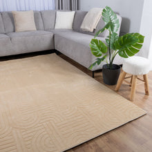 Load image into Gallery viewer, Beige Tapijt Wasbaar Laagpolig Vloerkleed met Anti Slip Koho Japandi Stijl Wasbaar op 30° - Koho Carpets
