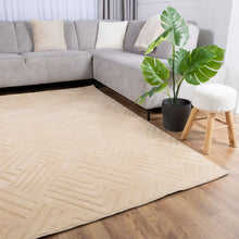 Load image into Gallery viewer, Beige Tapijt Wasbaar Laagpolig Vloerkleed met Anti Slip Koho Japandi Stijl Wasbaar op 30° - Koho Carpets
