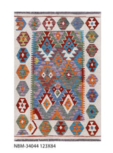 Load image into Gallery viewer, Kleurrijk Tapijt Laagpolig Handgeweven Wollen Vloerkleed - Koho Afghan Kelim 119x84
