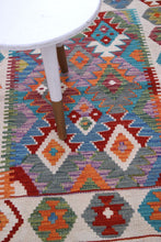 Load image into Gallery viewer, Kleurrijk Tapijt Laagpolig Handgeweven Wollen Vloerkleed - Koho Afghan Kelim 119x84
