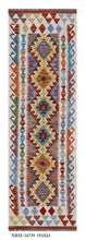 Load image into Gallery viewer, Kleurrijk Tapijt Laagpolig Handgeweven Wollen Vloerkleed - Koho Afghan Kelim 198x61
