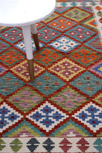 Load image into Gallery viewer, Kleurrijk Tapijt Laagpolig Handgeweven Wollen Vloerkleed - Koho Afghan Kelim 155x104
