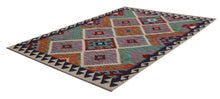 Load image into Gallery viewer, Kleurrijk Tapijt Laagpolig Handgeweven Wollen Vloerkleed - Koho Afghan Kelim 148x102
