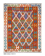 Load image into Gallery viewer, Kleurrijk Tapijt Laagpolig Handgeweven Wollen Vloerkleed - Koho Afghan Kelim 147x117
