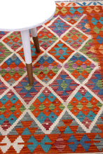 Load image into Gallery viewer, Kleurrijk Tapijt Laagpolig Handgeweven Wollen Vloerkleed - Koho Afghan Kelim 147x117
