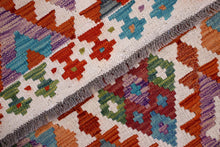 Load image into Gallery viewer, Kleurrijk Tapijt Laagpolig Handgeweven Wollen Vloerkleed - Koho Afghan Kelim 117x80
