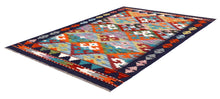 Load image into Gallery viewer, Kleurrijk Tapijt Laagpolig Handgeweven Wollen Vloerkleed - Koho Afghan Kelim 116x77
