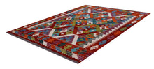 Load image into Gallery viewer, Kleurrijk Tapijt Laagpolig Handgeweven Wollen Vloerkleed - Koho Afghan Kelim 109x85
