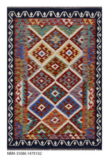 Load image into Gallery viewer, Kleurrijk Tapijt Laagpolig Handgeweven Wollen Vloerkleed - Koho Afghan Kelim 147x102
