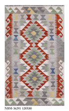 Load image into Gallery viewer, Kleurrijk Tapijt Laagpolig Handgeweven Wollen Vloerkleed - Koho Afghan Kelim 128x80
