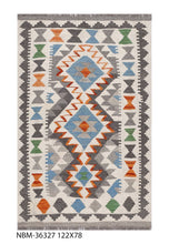 Load image into Gallery viewer, Kleurrijk Tapijt Laagpolig Handgeweven Wollen Vloerkleed - Koho Afghan Kelim 122x78
