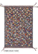 Load image into Gallery viewer, Kleurrijk Tapijt Laagpolig Handgeweven Wollen Vloerkleed - Koho Afghan Kelim 116x81
