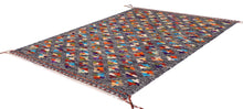 Load image into Gallery viewer, Kleurrijk Tapijt Laagpolig Handgeweven Wollen Vloerkleed - Koho Afghan Kelim 116x81
