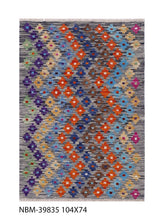 Load image into Gallery viewer, Kleurrijk Tapijt Laagpolig Handgeweven Wollen Vloerkleed - Koho Afghan Kelim 104x74

