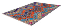 Load image into Gallery viewer, Kleurrijk Tapijt Laagpolig Handgeweven Wollen Vloerkleed - Koho Afghan Kelim 104x74
