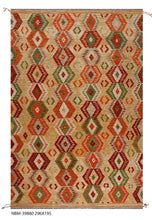 Load image into Gallery viewer, Kleurrijk Tapijt Laagpolig Handgeweven Wollen Vloerkleed - Koho Afghan Kelim 296x195
