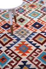 Load image into Gallery viewer, Kleurrijk Tapijt Laagpolig Handgeweven Wollen Vloerkleed - Koho Afghan Kelim 300x203
