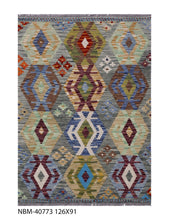 Load image into Gallery viewer, Kleurrijk Tapijt Laagpolig Handgeweven Wollen Vloerkleed - Koho Afghan Kelim 126x91
