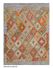 Load image into Gallery viewer, Kleurrijk Tapijt Laagpolig Handgeweven Wollen Vloerkleed - Koho Afghan Kelim 200x152
