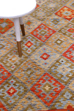 Load image into Gallery viewer, Kleurrijk Tapijt Laagpolig Handgeweven Wollen Vloerkleed - Koho Afghan Kelim 200x152
