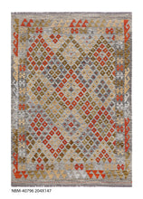 Load image into Gallery viewer, Kleurrijk Tapijt Laagpolig Handgeweven Wollen Vloerkleed - Koho Afghan Kelim 204x147
