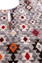 Load image into Gallery viewer, Kleurrijk Tapijt Laagpolig Handgeweven Wollen Vloerkleed - Koho Afghan Kelim 303x202
