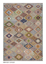 Load image into Gallery viewer, Kleurrijk Tapijt Laagpolig Handgeweven Wollen Vloerkleed - Koho Afghan Kelim 297x207
