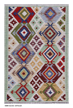 Load image into Gallery viewer, Kleurrijk Tapijt Laagpolig Handgeweven Wollen Vloerkleed - Koho Afghan Kelim 187x128
