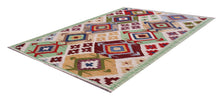 Load image into Gallery viewer, Kleurrijk Tapijt Laagpolig Handgeweven Wollen Vloerkleed - Koho Afghan Kelim 187x128
