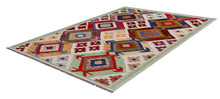 Load image into Gallery viewer, Kleurrijk Tapijt Laagpolig Handgeweven Wollen Vloerkleed - Koho Afghan Kelim 188x126
