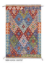 Load image into Gallery viewer, Kleurrijk Tapijt Laagpolig Handgeweven Wollen Vloerkleed - Koho Afghan Kelim 126x87
