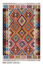 Load image into Gallery viewer, Kleurrijk Tapijt Laagpolig Handgeweven Wollen Vloerkleed - Koho Afghan Kelim 150x102
