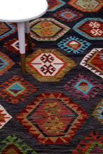 Load image into Gallery viewer, Kleurrijk Tapijt Laagpolig Handgeweven Wollen Vloerkleed - Koho Afghan Kelim 308x198
