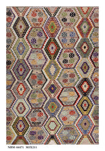 Load image into Gallery viewer, Kleurrijk Tapijt Laagpolig Handgeweven Wollen Vloerkleed - Koho Afghan Kelim 303x211
