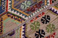 Load image into Gallery viewer, Kleurrijk Tapijt Laagpolig Handgeweven Wollen Vloerkleed - Koho Afghan Kelim 303x211
